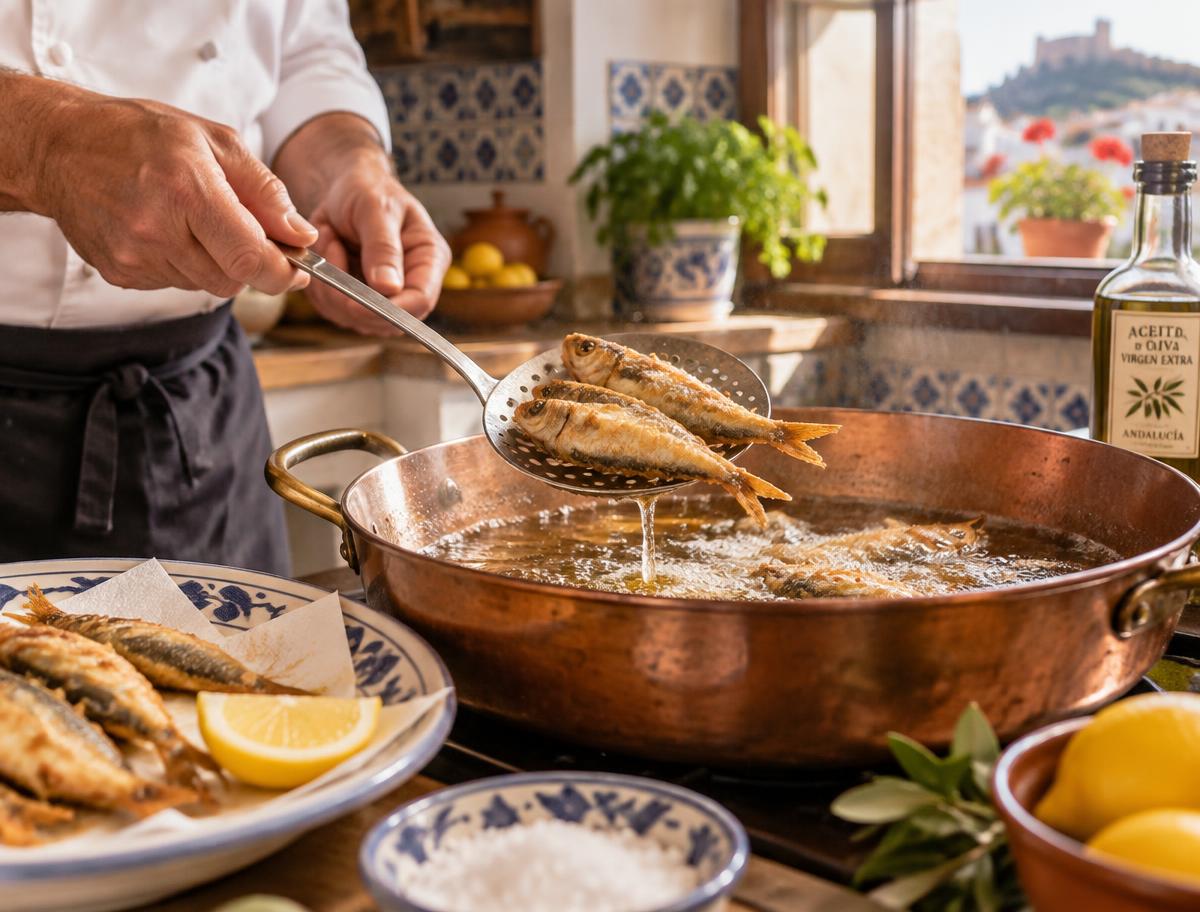 Fritura de pescaíto en la sartén, recién hecho
